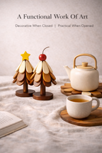 Wooden Tree Trivet Set – Transforming Coaster Design