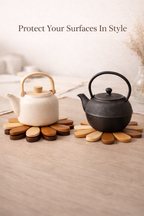 Wooden Tree Trivet Set – Transforming Coaster Design